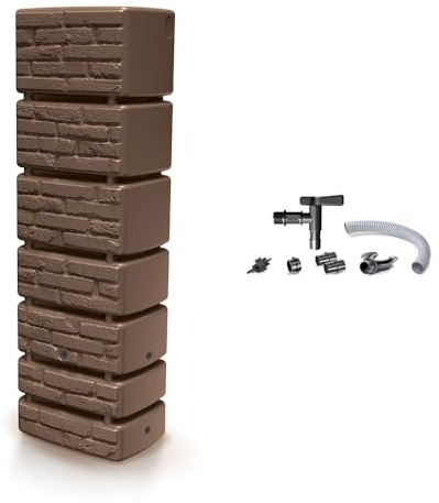 Kreher XXL Wassertonne Tower Brick 350 L, Backstein-Optik (Braun)
