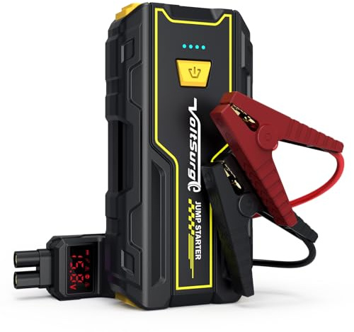 VoltSugre Booster Batterie Voiture 2000 Amp (7.0L+ Essence / 5.5L+ Diesel) Démarreur Portable Jump Starter Puissant pour Batterie au Lithium 12V (PVC6)