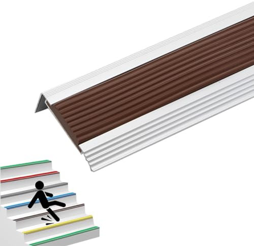 Forme En L Profil Des Bords Marches Antidérapant Bande De Bordure，Nez De Marche Profilé D'escalier En Aluminium, Profilé De Marches D'escalier Pour Bords D'escalier Extérieurs/Intérieurs(Color:Brown,S