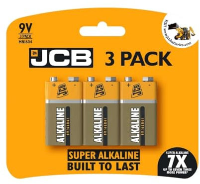 S18756 JCB - Pilas alcalinas (9 V, 3 unidades)