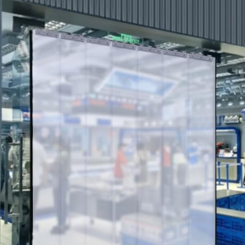 WSIKGHU PVC Lamellenvorhang Streifenvorhang Bausatz Mit Montagebügel 7 PCS PVC Lamellen Streifenvorhang Lamellenvorhang (1,05 m x 2,0 m), Individuelle Streifengröße (D: 2 mm, L x B: 200 x 18 cm)