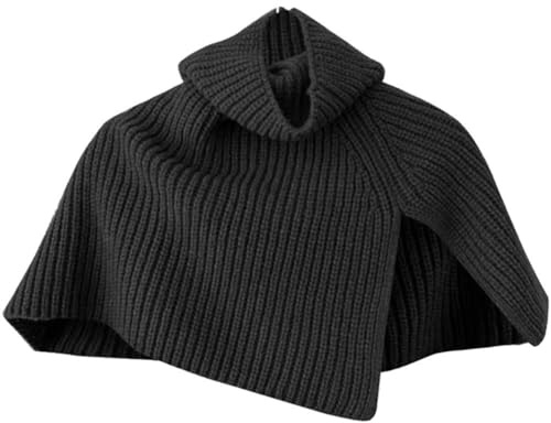 Vobumix Pullover Sciarpa Dolcevita in Maglia Collo Staccabile del Maglione Scialle Mantella Scialle Avvolgente Sciarpa Foderata Termica Scaldacollo Invernale per
