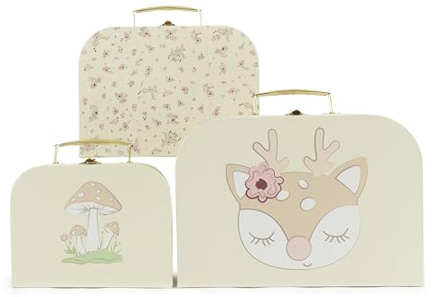 Bieco 3er Kofferset Kind Ella Vintage Flowers | Pappkoffer | Spielzeugkoffer Kinder Travel Deko