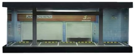 Milageto Vitrina Protectora para maquetas de vehículos a Escala 1:64 con luz, Vitrina de exhibición Multiusos para maquetas de Coches, Escenario, Diorama, Style C