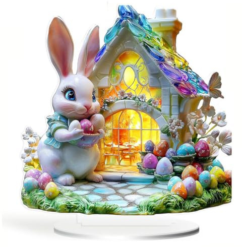 Acryl Osterhase Dekor,Tisch-Häschen-Dekoration,Osterhasen-Statue,Frühlings-Innendekoration,Osterdekoration für den Urlaub,Ostereier Hasenornament,Ostertischdekoration,Ostern festliche Acryl,Typ2
