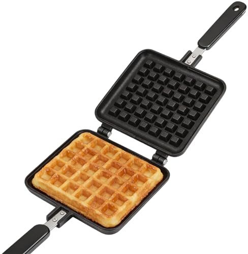 Cocoarm Gaufrier sur la Cuisinière, Gaufrier en Fonte Antiadhésive, Plaque de Presse, Outil de Cuisson pour le Petit Déjeuner 5,5 X 12,4 Pouces