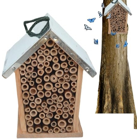 Bienenhaus | Bienenstock aus – dekorativer Nistkasten für Marienkäfer Florfliegen, Outdoor, Garten, Hinterhof, Balkon, Bauernhof-