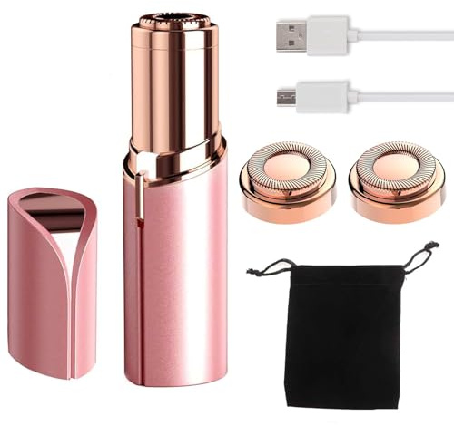 Rasoio Viso Indolore Da Donna,Depilatore Donna Epilatore Viso Elettrico,Dispositivo Di Depilazione Ricaricabile,USB Ricaricabile,2 Testine di Ricambio incluse Per Sopracciglia,Labbra