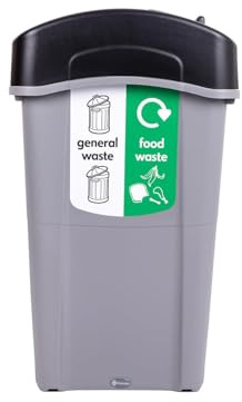 Glasdon Eco Nexus Duo 85 (50/50) General Waste Food Waste Recycling General Waste Bins for Kitchen Office With Handles & Domed Lid Dual Recycling Station