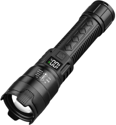 Duroecsain Lampe de Poche LED Étanche, USB Rechargeable Zoom Torche, 4000mAH Pile Incluse pour Camping Randonnée Chasse
