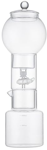 UZAMIRLEX Cafetera de Goteo para café frío, Cafetera de Vidrio for café frío, con gotero de Velocidad Ajustable, cafetera de extracción en frío por Goteo for el hogar y la Oficina, 600 ml(Clear)