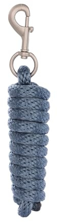Merauno® Führstrick für Pferd - Anbindestrick in verschiedenen stylischen Designs, Führleine, Anbindeseil Pony, Esel, Ziege lang Strick mit Karabinerhaken(Blau Grau, Karabinerhaken)