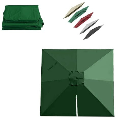IMUNKT 4x3M 3x3M Auvent De Parapluie Déporté Rectangulaire Toile De Rechange Parasol De Jardin 8 Baleines Tissu De Rechange Pour Parasol De Table(Green,3x3m (9.8x9.8ft))