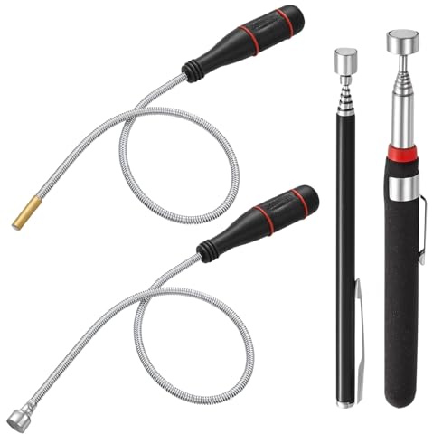 4 Stück Magnetstab Teleskop, Magnet Teleskopstab Flexibel, Stabmagnete, Flexibler Magnetheber Magnetstabgreifer, Teleskopmagnet Stabmagnet Ausziehbar Magnetstab zum Aufnehmen von Kleinen Teilen