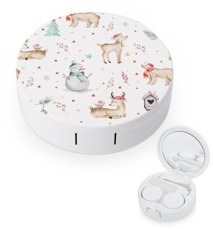 fkgvwo Contact Lens Container White Elk Travel Contact Lens Box with Mirror Tweezers Solution Bottle