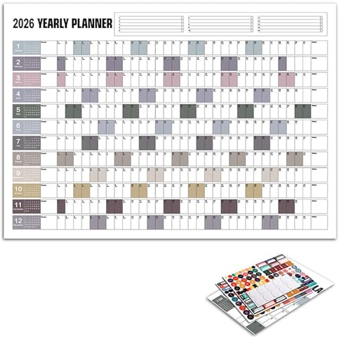 Calendario 2026 de pared grande, el Big Ass Calendar, calendario anual, planificador anual, calendario de pared lavable, póster de calendario, planificador mensual, calendario de pared (E)
