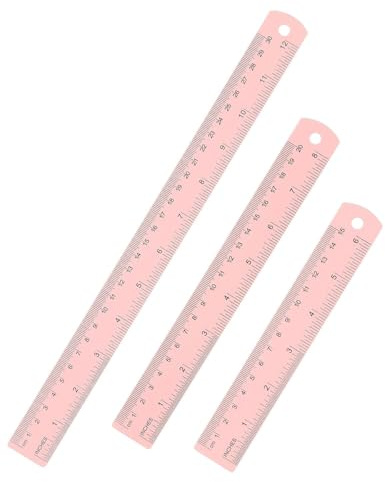 JEXOWIQ 3 Stück Edelstahl Lineal Metall Lineal Set 15cm 20cm 30cm lineal metall,mit Doppelseitenskala Kante Messwerkzeug Metall Stahllineal,Edelstahl Lineal,für Lehre Büro Zeichnen Engineering,Rosa