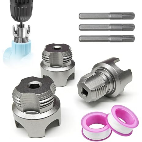 3er-Set PVC-Rohrgewindeschneider für Bohrmaschinen mit 2 PTFE-Dichtbänder