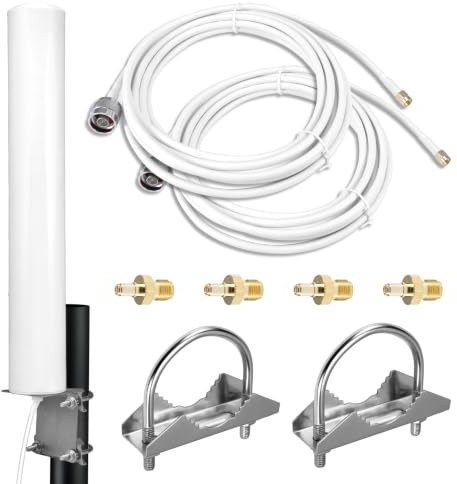4G LTE 5G 7-12dBi Antena Exterior MimoOmnidireccional Amplificación de Señal Externa 698-3800MHz Compatible con Router Módem 4G LTE 5G,Recepción de Señal de Largo Alcance,Adaptador TS9 SMA CRC9