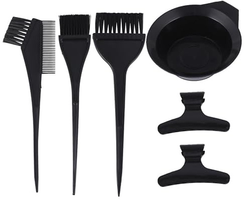 KJHBV Kit para Teñir el Cabello de 9 Piezas Peine, Cuenco y Cepillos de Plástico Negro, Superficie Lisa y Fácil de Limpiar para Uso Profesional en Salón y DIY