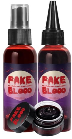 Teaterblod 160 ml realistisk, tvättbar, bärbar, konstgjord | Halloween blodmakeup för ansikte, kropp, kläder, cosplay, läskig clown, utklädnad, teatermakeup