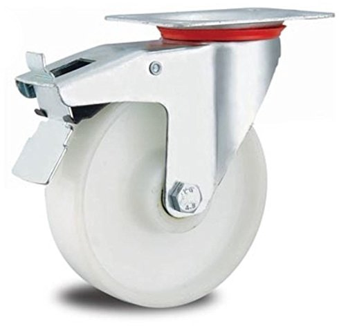 Rolle Bockrolle 80mm Lenkrolle Transportrolle Laufrolle weiß Kunststoff Plastikrolle (Lenkrolle + Bremse 80 mm)