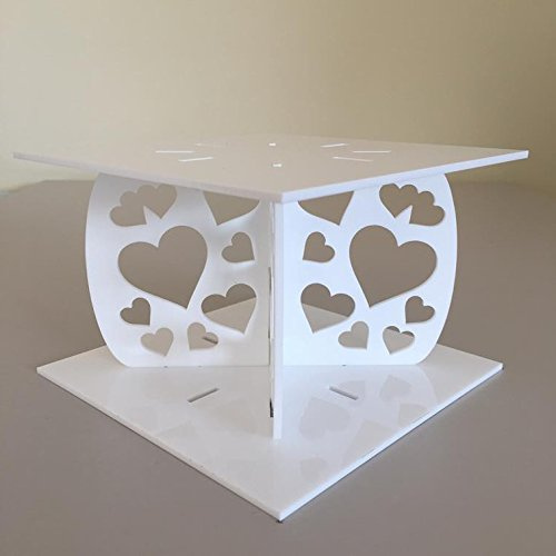 Servewell Heart Design Square Single Tier Cake Stand - White