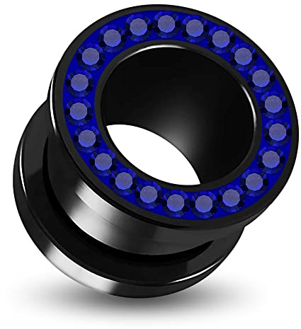 Monster Piercing 4MM Multi Pierre en Cristal Bleu Noir UV Acrylique Chair Tunnel de per?Age d’Oreilles