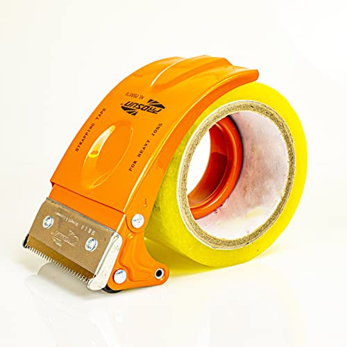 PROSUN Tape Packing Dispenser Gun, Fast Reload 75mm (3 Inch) Heavy Duty Parcel Tape Gun, Pistol Grip Carton Sealer, Orange