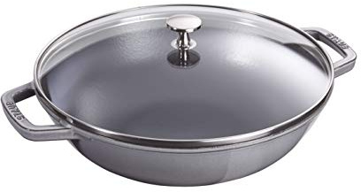 STAUB Petit Wok avec Couvercle en Verre diam.30 cm Gris Graphite