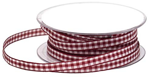 Karoband Bordeaux-Weiss Dekoband Oktoberfest Tischdeko Schleifenband 20m 6mm