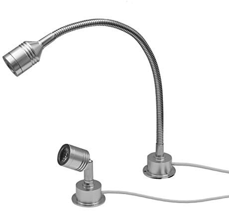 LED Aluminium Einbauleuchte 12V/3W mit oder ohne Schwanenhals in 5 Größen und 2 Lichtfarben (warm-weiß, Schwanenhals 40cm)