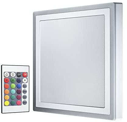 Ledvance Dekorative LED Wand- und Deckenleuchte, RGB-Farben sowie verschiedenste Modi einstellbar per Fernbedienung, Dimmbares Panel, 38W, Warmweiß (3000K), Quadratisch(400mm x 400mm), LED COLOR+WHITE