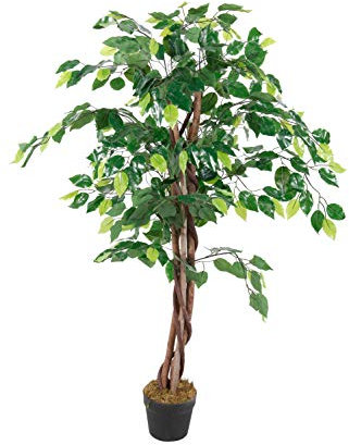 Kunstpflanze Benjamini breit im Blumentopf - 115 cm - Deko Pflanze Zimmerpflanze künstlich Kunstbaum Birkenfeige