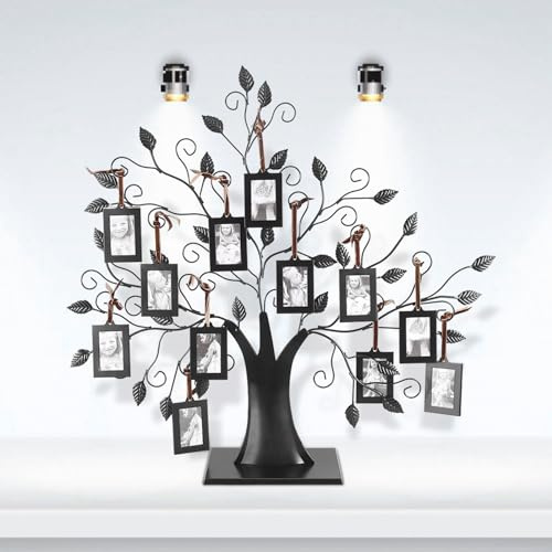 Familienbaum-Bilderrahmen, moderner Fotorahmen, Storage Baum Metall, Heimdekoration (groß, 6,4 x 4,6 cm Bilderrahmen)