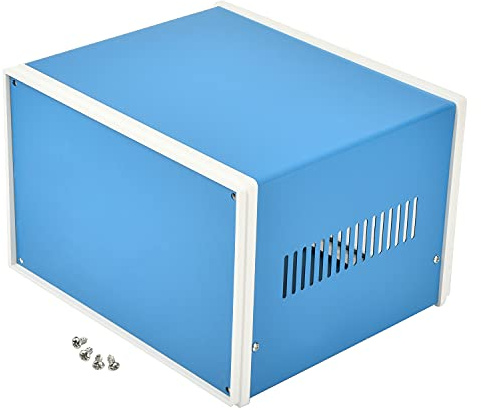 Heyiarbeit Elektronische Gehäuse, blaue Metall-Abzweigdose, Projektbox, DIY, Abzweiggehäuse, Schutzgehäuse, 208 x 182 x 135 mm