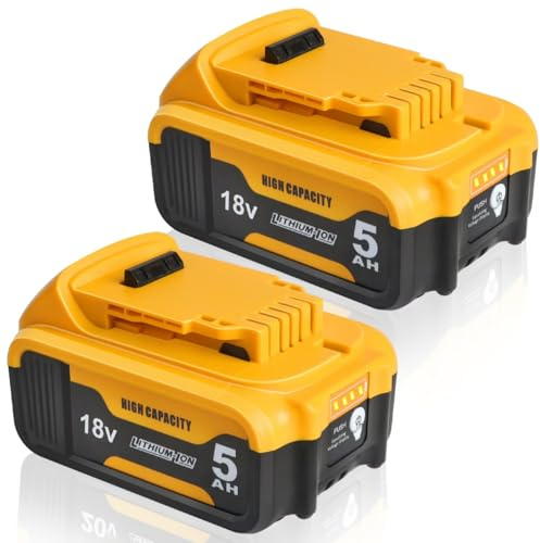 Waitley 2-Pack 18V 5.0Ah battery for Dewalt battery 18V Cordless Tools