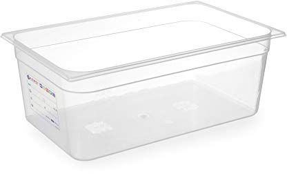 HENDI Gastronormbehälter, Temperaturbeständig von -40° bis 80°C, Geruchs- und geschmackneutral, ohne Deckel, 28L, Polypropylen, GN 1/1, 530x325x(H)200mm, Transparent, 6 Stück