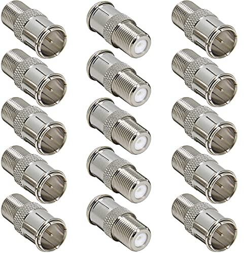 Greluma 15 Stück F Typ Stecker auf Buchse Steckverbinder, F Schnellanschluss Adapter für Fernseher, Antenne, Koaxialkabel, RV-Satellitenempfänger