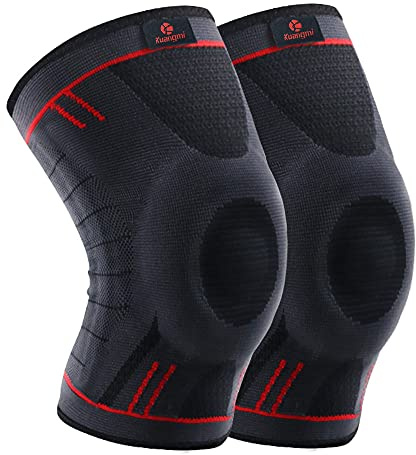 Kuangmi Sport Kniebandage mit Patella Gel Pads Seitenstabilisatoren,Medizinischer Knieschützer für Laufen, Meniskusriss,ACL,Arthritis,Gelenkschmerzlinderung (XL, Upgraded Blue)