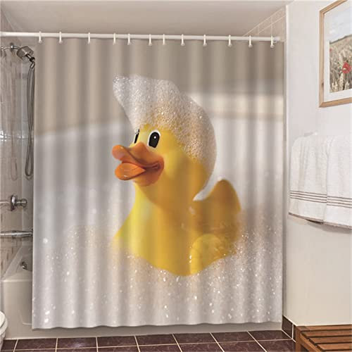 Dooqon Duschvorhang 240x180cm, Ente Gelb Duschvorhänge Antischimmel Wasserdicht Gewichteter Polyester Stoff, Waschbar, Textil Badvorhang für Dusche und Badewanne Dekor 3D Shower Curtains mit Haken