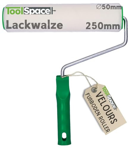 ToolSpace Velours Lackwalze - Φ50 mm - 25 cm - Fußboden und Möbelroller - Lackrollen für Lacke - Schaumwalze, Farbrolle für Holz, Streichen von Möbeln - Epoxidfarben Polyesterharze - Extrem Haltbar