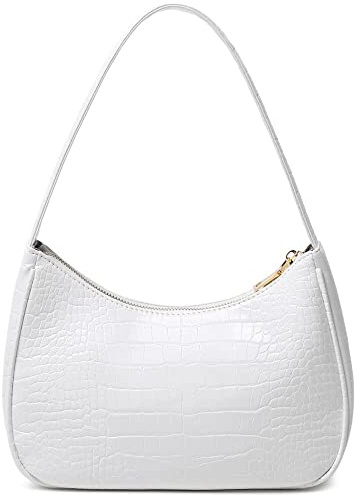 CYHTWSDJ Shoulder Bags for Women, Cute Hobo Tote Handbag Mini Clutch Purse with Zipper Closure (Crocodile&White)