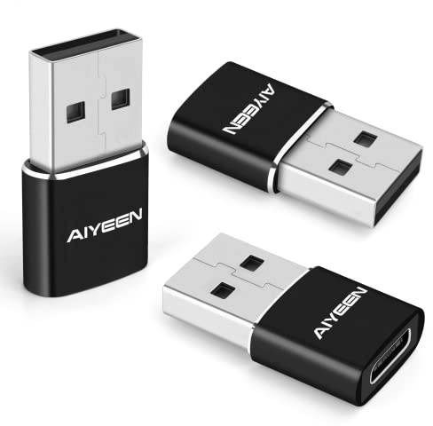Adaptateur USB C Femelle vers USB A mâle amélioré, convertisseur de Type C vers USB A pour iWatch 7, MacBook, iPhone 12 13 14 Pro Max, iPad Mini 6, Samsung Galaxy S22 (Lot de 3 Noir)