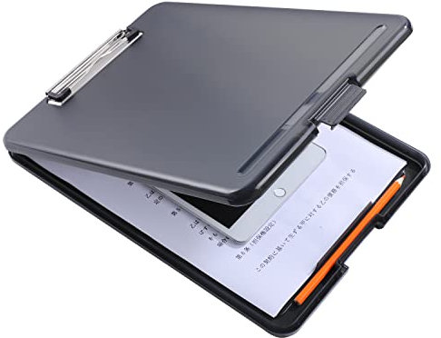 DoocliB klemmbrett a4 mit aufbewahrungsfach,Hochleistungs-Clips,klemmbrett mit deckel geringes Gewicht, glattes Schreiben für die Arbeit, Ideal für Schul, Heim,Büro Verwenden, (Schwarz)