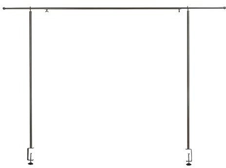 Supernic Tall Over The Table Rod Stand with Clamps Adjustable 135-250cm Gold Metal Table Arch Stand Table Clamp Stand Hanging Rail Party Stands for Decorations Wedding Anniversary (Silver)