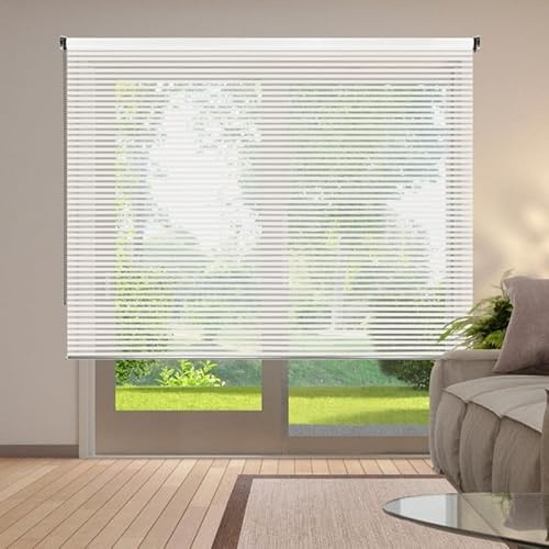 STOR PLANET | Store Enrouleur Tamisant Scene, Stores Intérieurs Décoratifs pour Cuisine, Salon, Chambre, Stores enrouleurs avec mesures de Fenetre et Porte | Rayures Blanc, 100x180cm