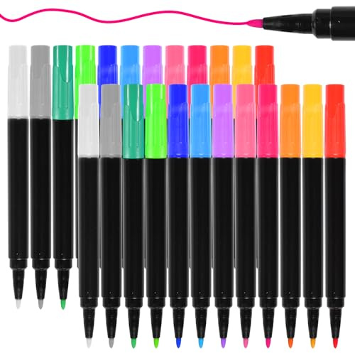 Funmo 24 Stück Flüssige Kreide, Textmarker für Kreidemarker, Whiteboard Kreide Textmarker Stifte, Fensterkreide für Zuhause, Schule oder Büro, Fensterkreide Glasmalstifte Whiteboard Marker