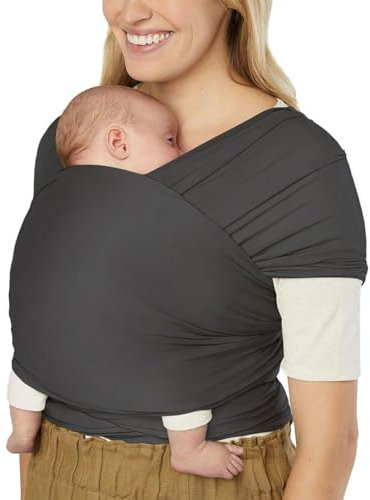Ergobaby Babytragetuch für Neugeborene ab Geburt bis 11,3 kg, Aura Knit Tragetuch aus recycelten Stoffen, Elastisch und atmungsaktiv, Sling Wickeltuch unisex, Soft Black