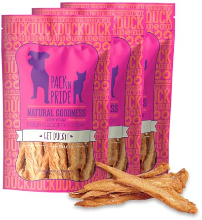 PACK'N PRIDE Dog Treats, 3x100g Freeze-Dried Duck Strips
